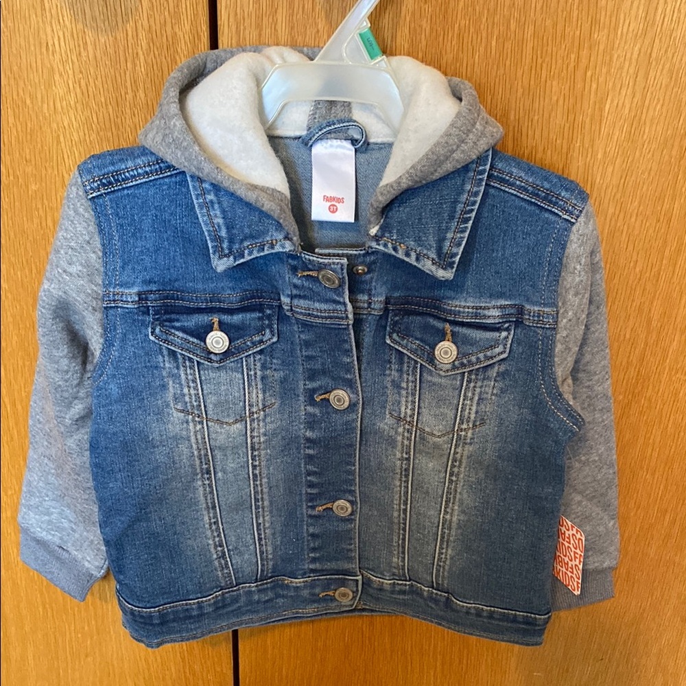 Fabkids Kids Denim Jacket with Gray Sleeves
